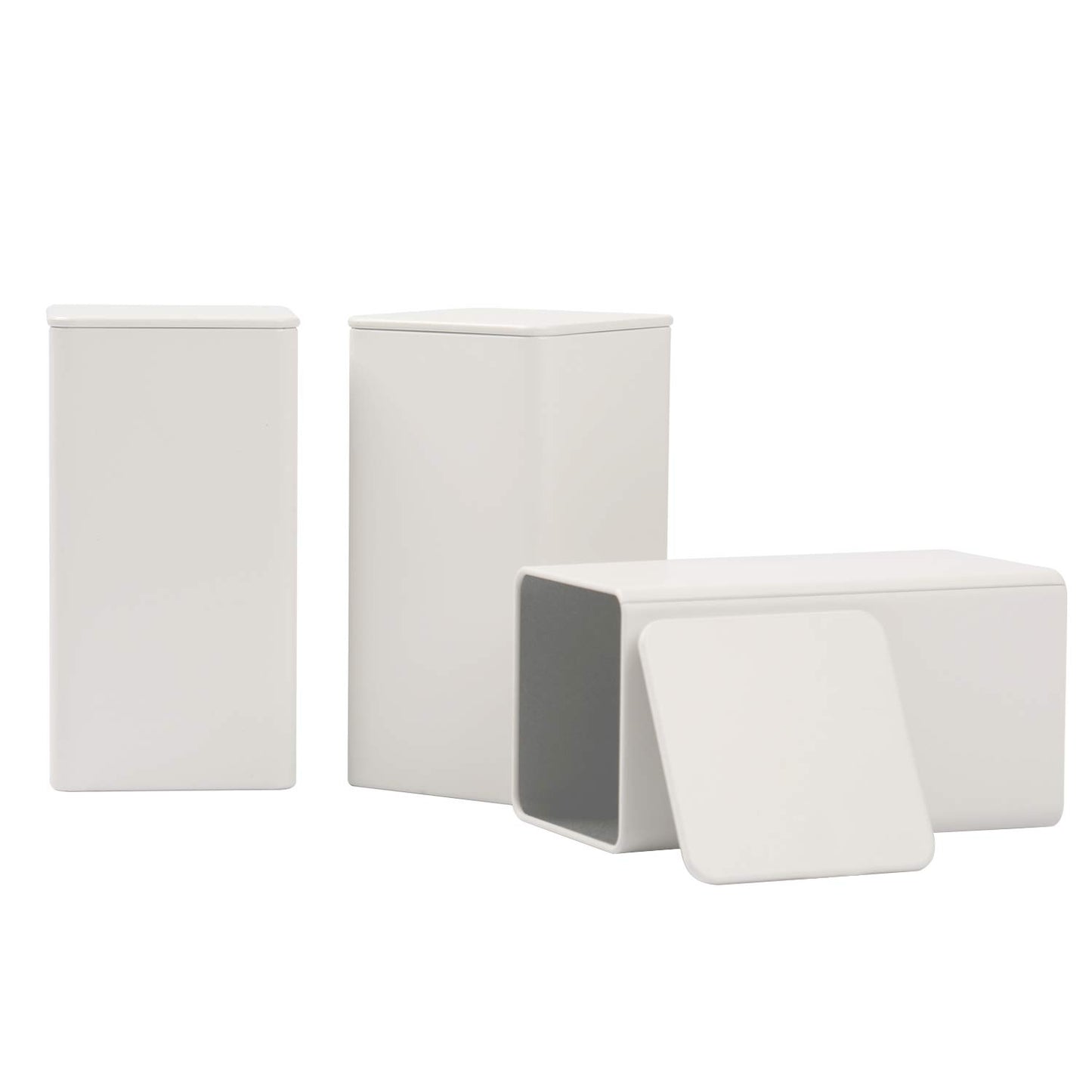 Tianhui Square Tin Can Empty Cube Steel Box Storage Container kit 65mm Series for Treats, Gifts, Favors, Loose Tea, Coffee and Crafts, White, 3L