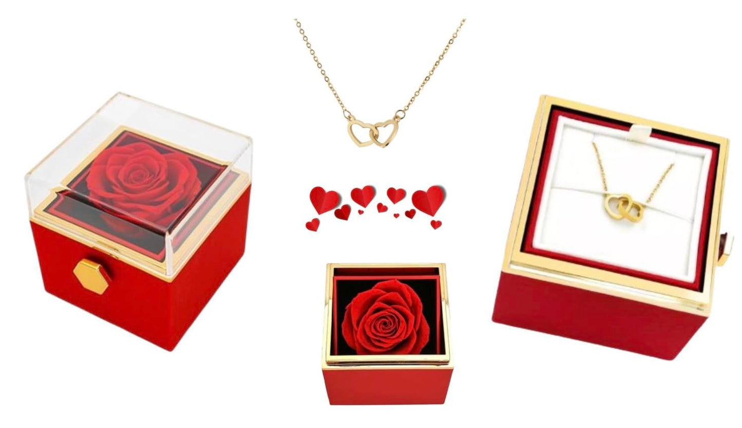 Friog Gift for Mothers Teachers Preserved Red Real Rose with Necklace Forever Flowers Heart Shaped Box for Mom Wife Girlfriend Grandma Sister on Mothers Day Birthday Anniversary Women