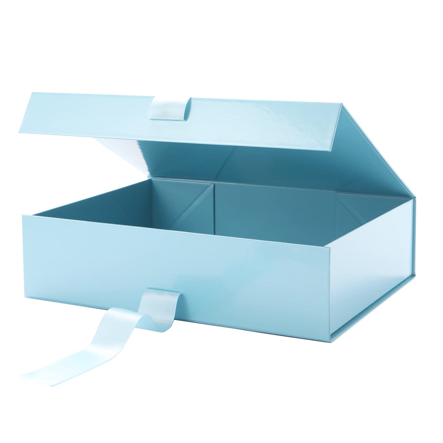 GREEN BEAN Large Gift Box with Lid for Present 13x9.7x3.4 Inches, Baby Blue Magnetic Box with Ribbon, Bridesmaid Proposal, Luxury Gifts Box(Glossy Baby Blue)