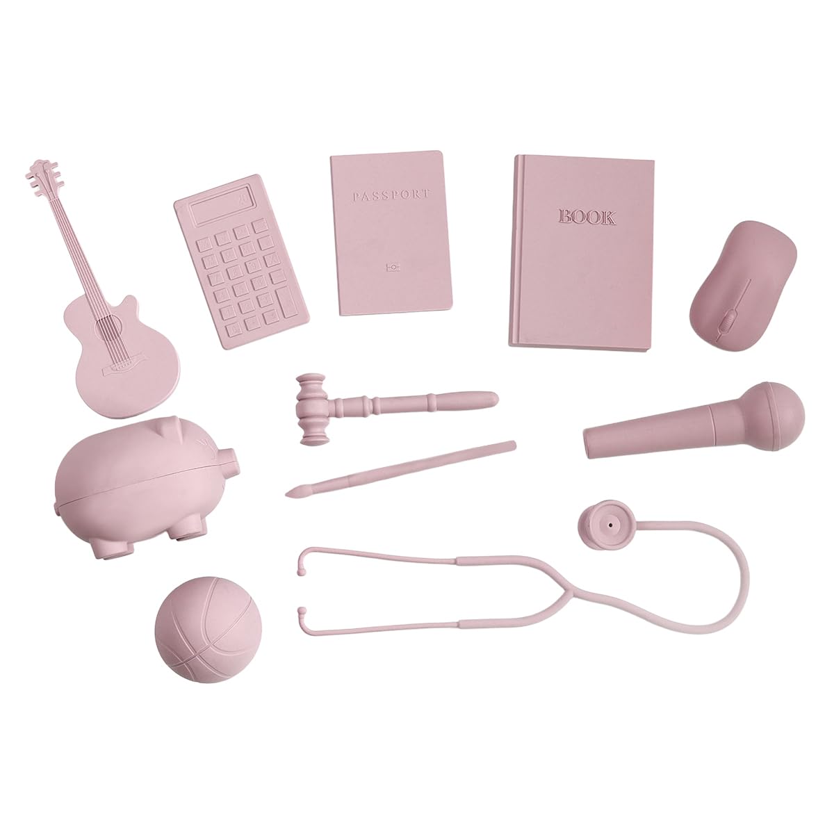 Premium Doljabi, Zhuazhou, Thoi NOI First Birthday Selection Set | 11 Pc Monochromatic Soft Silicone Items for Korean Doljanchi, Chinese, and Vietnamese 1st Bday Ceremony – Cultural Decor (Sand Pink)