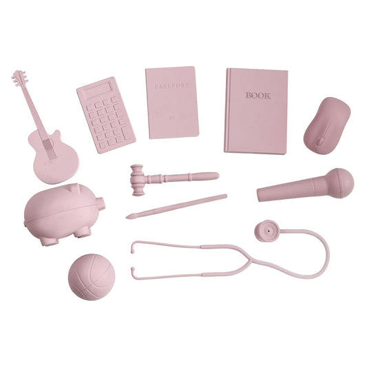 Premium Doljabi, Zhuazhou, Thoi NOI First Birthday Selection Set | 11 Pc Monochromatic Soft Silicone Items for Korean Doljanchi, Chinese, and Vietnamese 1st Bday Ceremony – Cultural Decor (Sand Pink)
