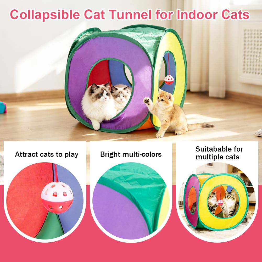 Retro Shaw Cat Toys Pack 33Pcs, Interactive Kitten Toys for Indoor Kittens Cats, Collapsible Kitty Play Tunnel Tent Feather Wand Balls Bell Springs Mouse Kitty Toys for All Breeds 15.7 Inches