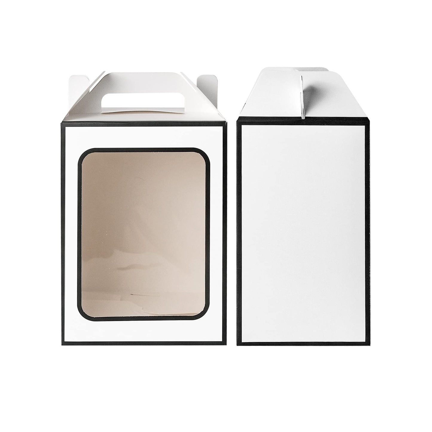 Large Gift Boxes, 10 Pcs Tote Paper Bags with Transparent Window, 9.8 x 7 x 5.1" Flower Bouquet Paper Gift Bags with Handles - White
