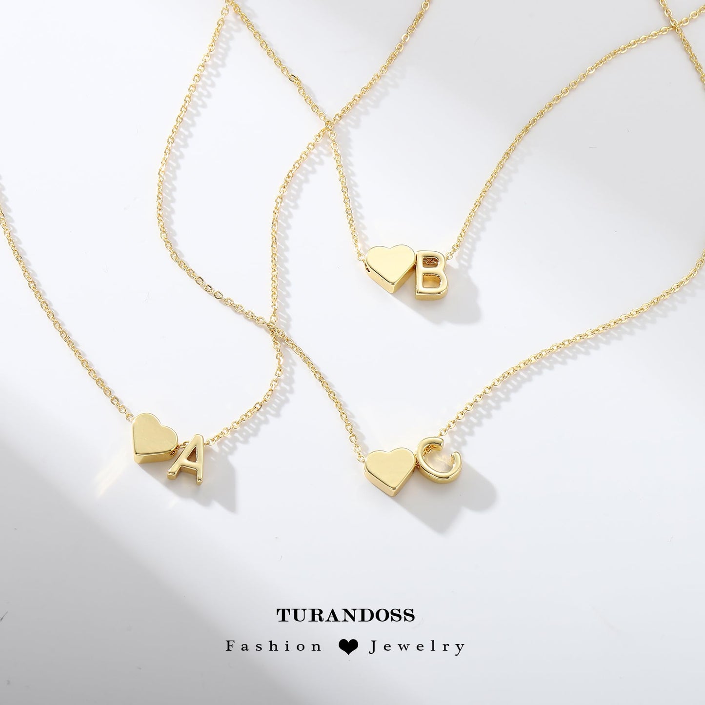 Turandoss Mothers Day Gifts - Heart Initial A Necklaces for Women Trendy, Dainty 18K Gold Plated Heart Letter Necklaces Personalized Name Jewelry Mothers Day Gifts for Mom Girlfriend Wife Daughter