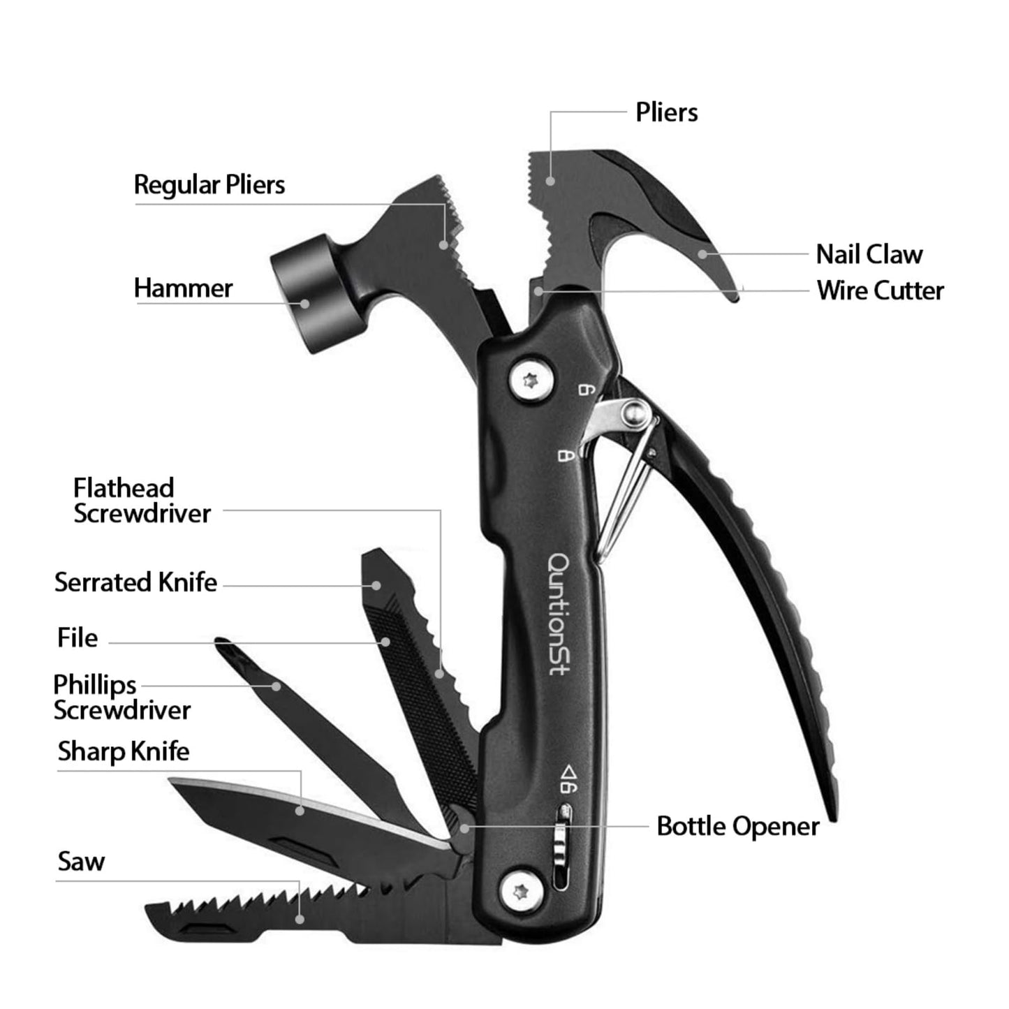 Birthday Gifts for Men,12-in-1 Hammer Multitool,Christmas Stocking Stuffers for Him Adults Dad Husband Boyfriend, Camping Essentials Mens Gift for Him, Fathers Day Gift Idea,Mini Multi Tool