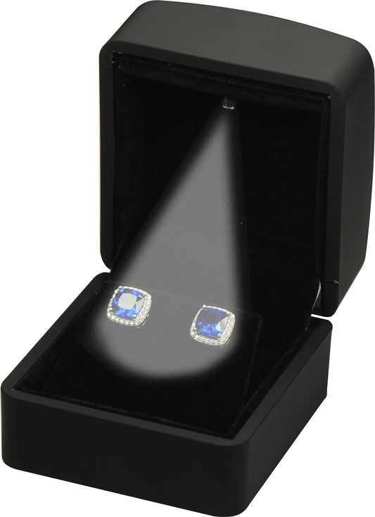 LAODA LED Earring Jewelry Gift Box for Wedding, Proposal, Birthday...Luxury LED Diamond Stud Earring Jewelry Gift Box with Light for Women for Men (Black Earring Box)