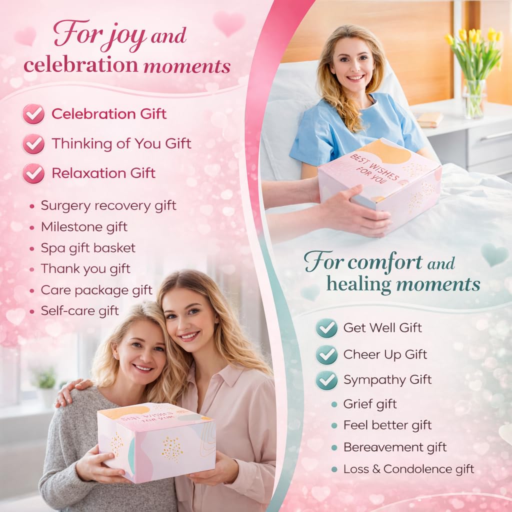 Get Well Soon Care Package for Women, 12 Pcs Deluxe Self-Care Gift Box with Cyan Cozy Blanket, Tumbler, Candle & Spa Feel Better Basket – After Surgery, Thinking of You, Encouragement Recovery Gifts