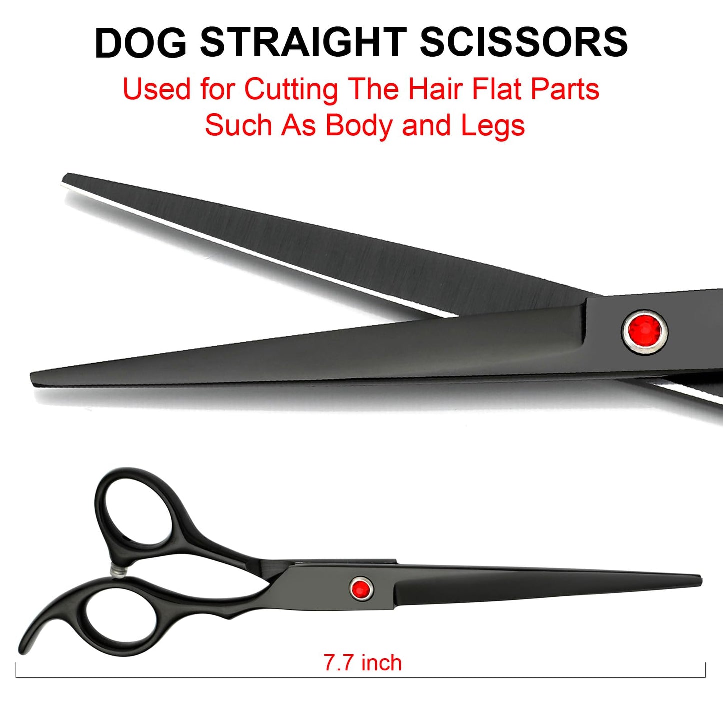 Professional Dog Grooming Scissors Kit Black 6 in 1, Dog Shears for Grooming 6CR Premium Stainless Steel Grooming Scissors Kit for Dogs Cat Pet