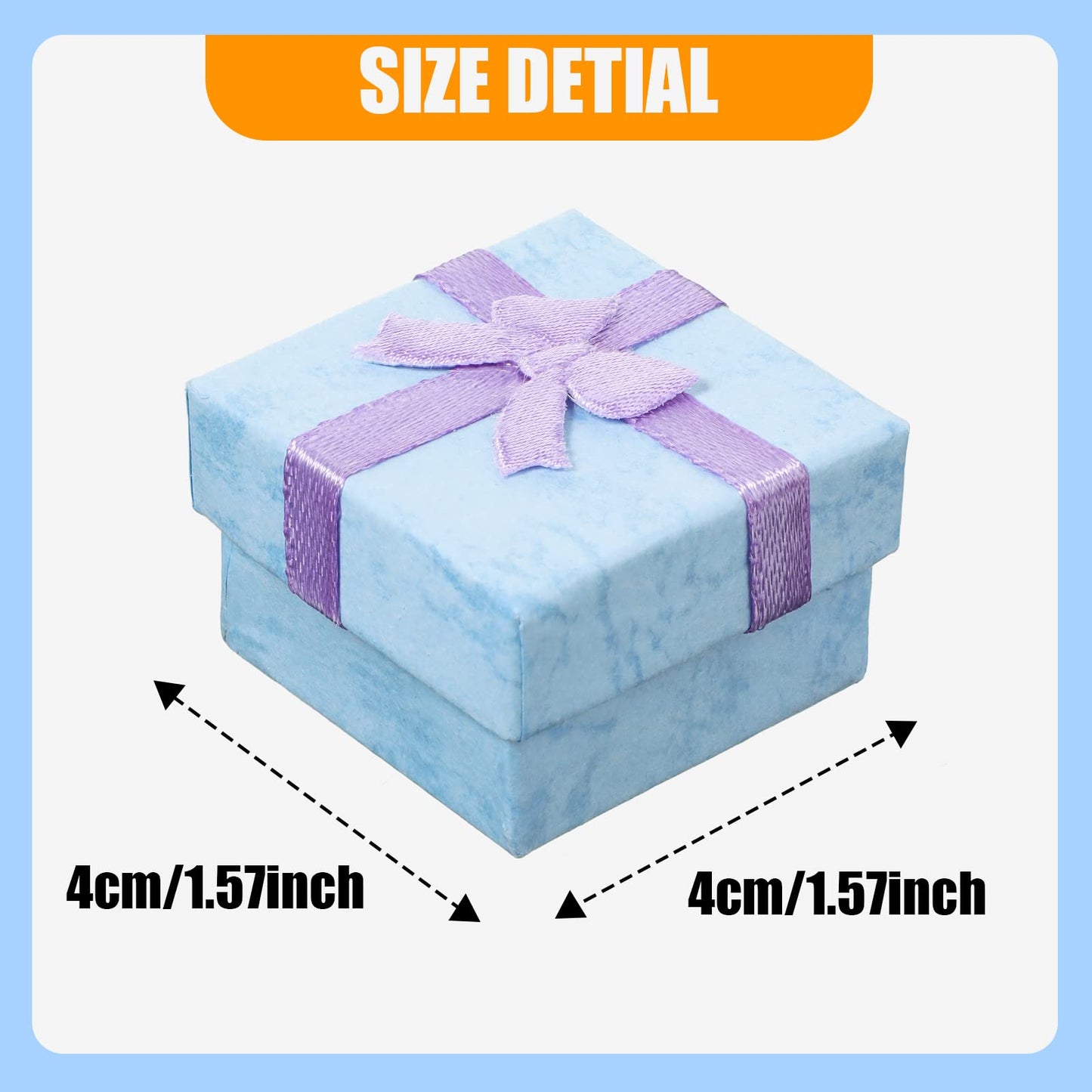 Sureio 24 Pack Jewelry Gift Boxes Jewelry Box Gift Cases Cotton Filled Cardboard Paper Box Bracelets Bangle Necklace Gift Case with Ribbon Bow for Birthday Wedding 12 Colors, 1.6 x 1.6 Inches
