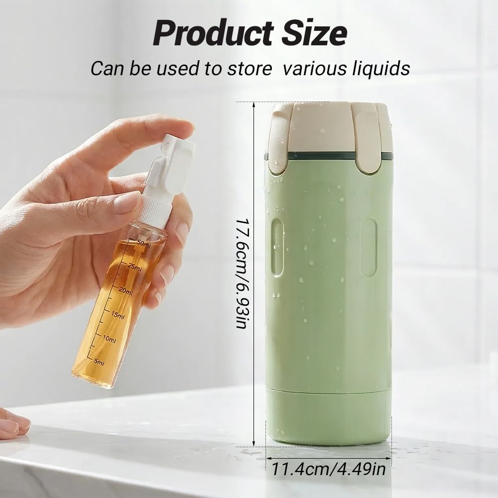 NOGCAW 4-in-1 Travel Dispenser Bottle Refillable, 2026 New 4 Pack 30ML Travel Bottles for Toiletries, Leak Proof Travel Size Containers, Shampoo and Conditioner Bottles (Green+White) (Green)