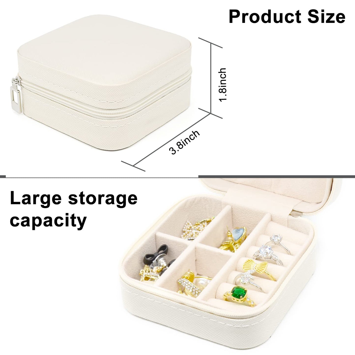 KEINE MARKE Small Jewelry Box, Travel Portable Jewelry Case for Ring, Pendant, Earring, Necklace, Bracelet Organizer Storage Holder Boxes (white*4).