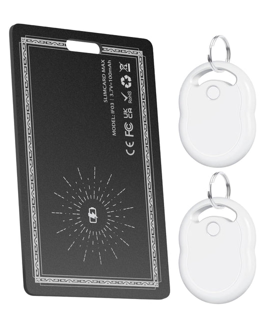 Wallet Tracker Card and Find My Keys Tag Set, Through [Apple MFi Certified], Bluetooth Smart Tracker Works with Apple Find My, for Bags, Luggage, Pet, Wallet, Key Finder Locator with Sound