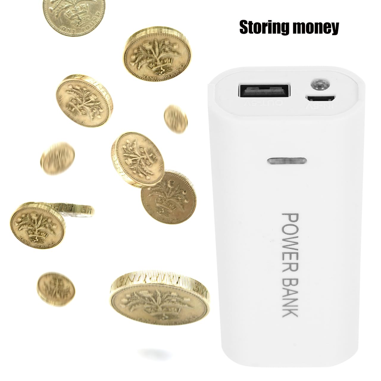 PRETYZOOM Hidden Storage Box Fake Power Bank Secret Compartment for Coins Cash Jewelry Compact Portable 3.81X1.57X0.86 Inch