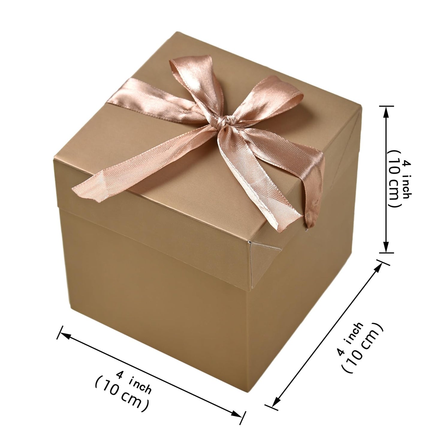 GP SUP 12 Pack Gift Boxes with Lids,10x10x10cm,Nested Squared Boxes with Lids for Fathers Day, Graduations, Weddings, Birthdays and Christmas, Gift Box, New Year Gift Box,Mother's Day(Gold, 4”×4”×4”)