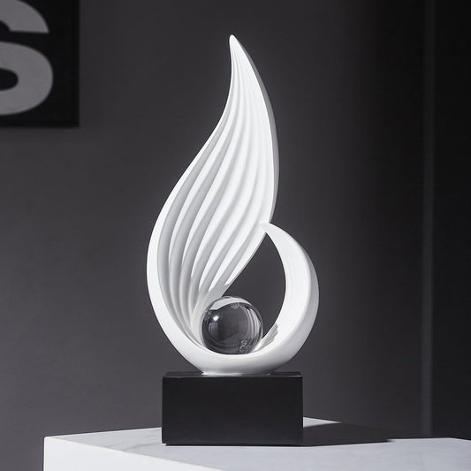FJS Home Decor Modern White Statue Living Room Decor, Resin Shelf Decor Accents, Abstract Art Sculptures Decorations for Bookshelf Dining Room Office Coffee Table TV Stand