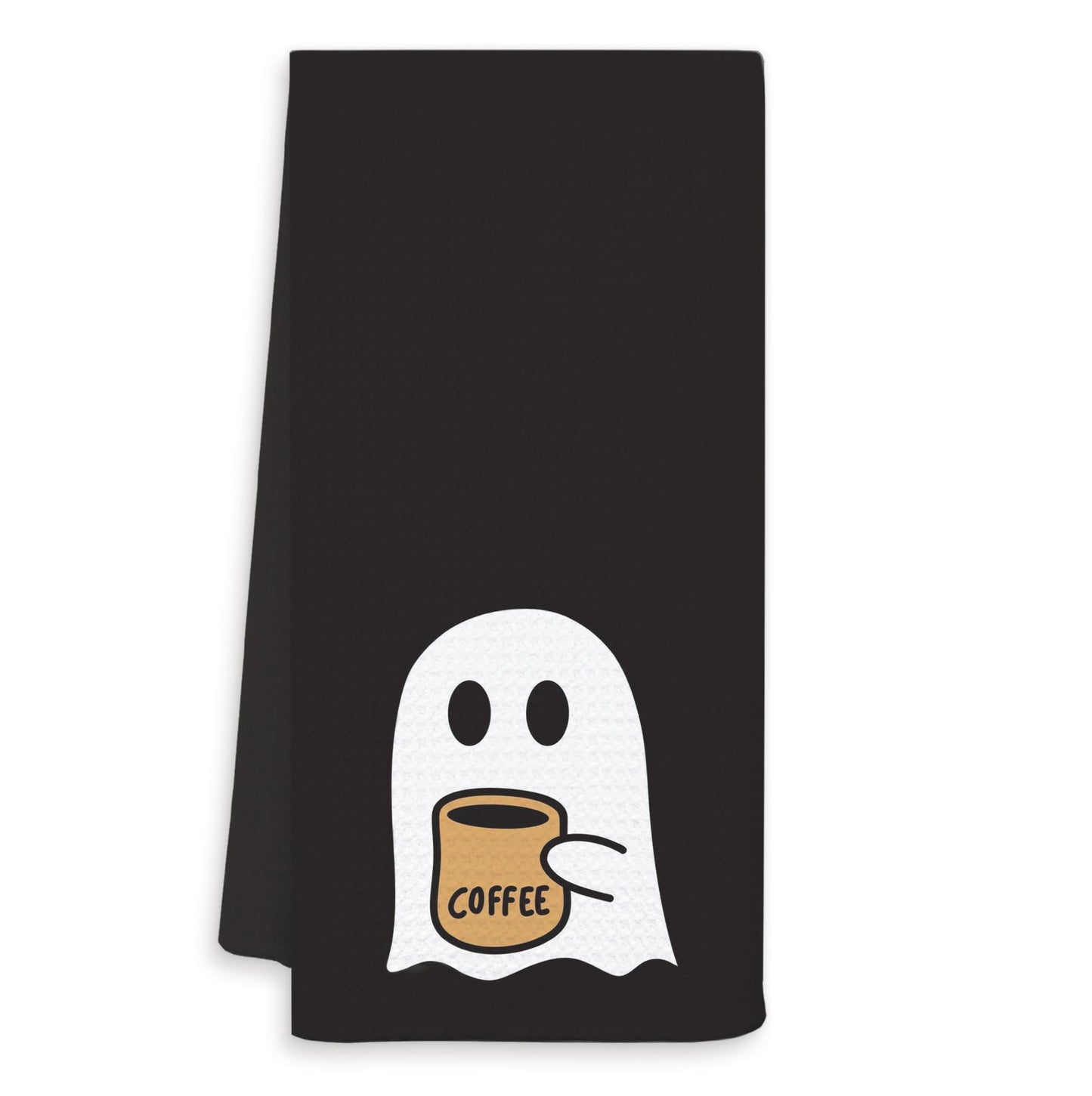 OSLYSOF Halloween Coffee Ghost Kitchen Towels, Ghost Gifts for Lovers Women Dish Tea Towels, Dark Academia Gothic Halloween Hand Towel for Coffee Bar Station Decor, 16x24 Inch