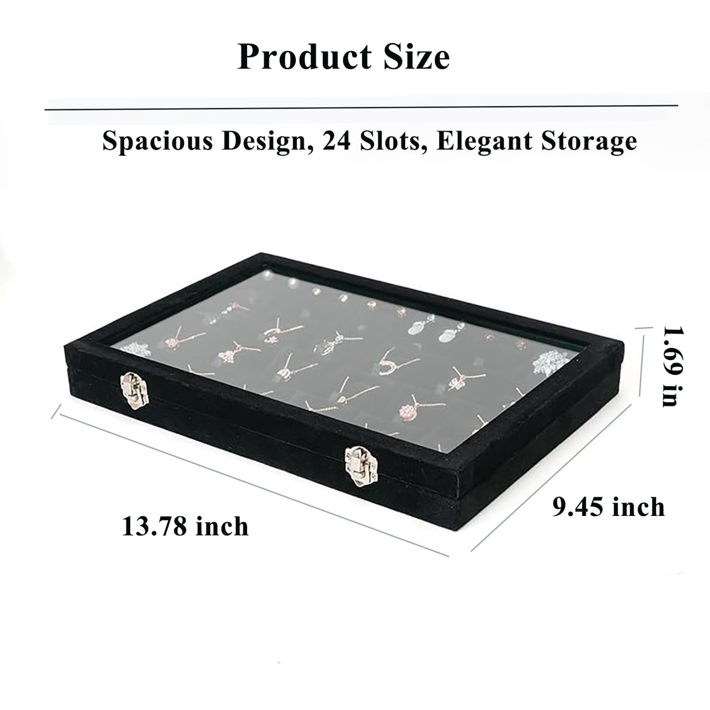XHMQYC Jewelry Box Necklace Organizer Tray (Black) Necklace Display Case for Storage Jewelry Necklaces Display Stand 24 Slot Pendant Holder for Women
