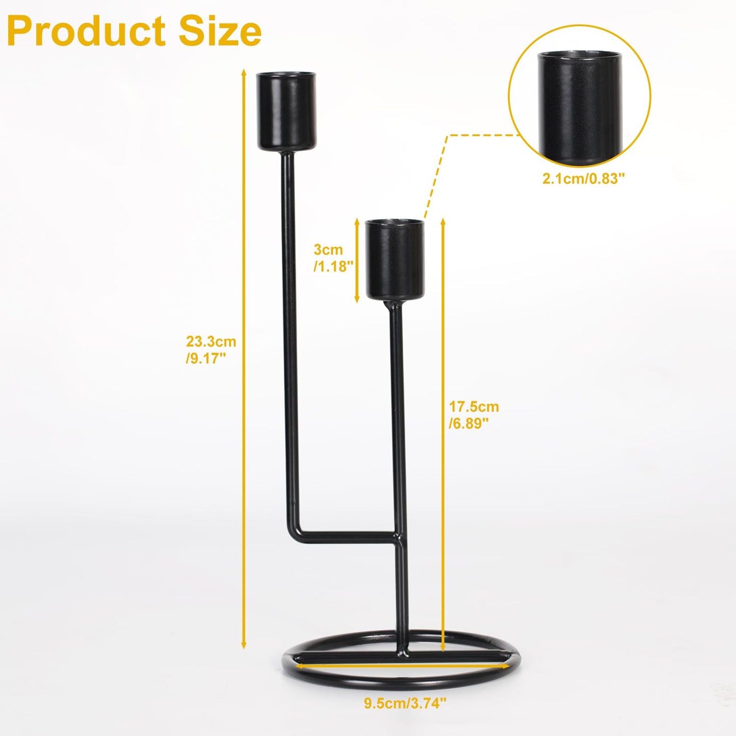 HAVITI Double-Headed Candle Holder, Black Tall Candlestick Holder, Set of 2 Taper Candle Holders for Halloween Christmas Wedding Centerpiece Dining Fireplace Mantle Home Decor