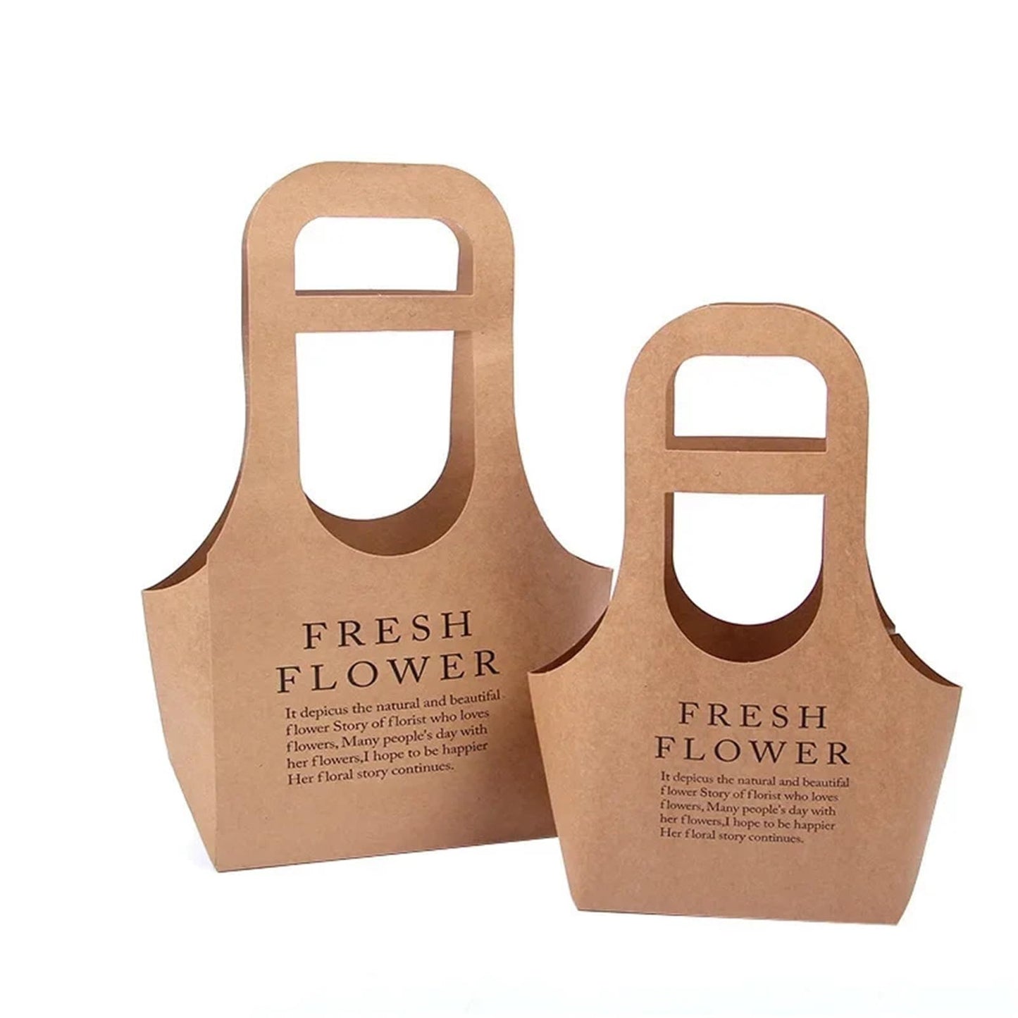 Nikeg Kraft Paper Flower Gift Bags 10Pcs Packaging Flower Boxs Rose Wrapping Handheld Waterproof Kraft Paper Bag Arrangement Valentine'S Day Wedding Decoration Gift(Brown,S 17x 7.5 x32.5cm)