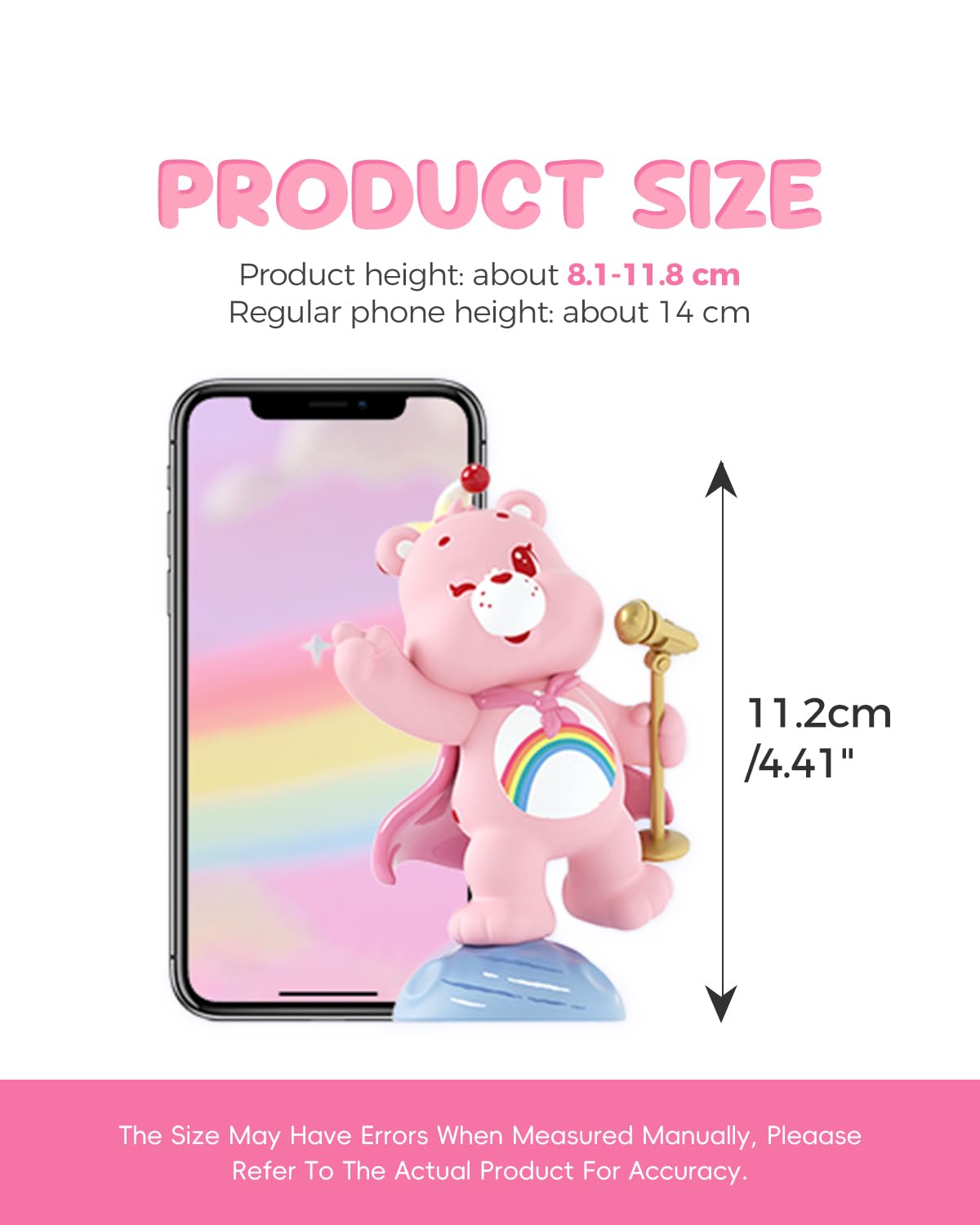 MINISO Care Bears Healing Planet Series Blind Box Soft Vinyl Toy Cute Mystery Animal Figurines, Collectible Surprise Gift Figure Model Random Design for Home Decor Birthday Gifts, Single Box