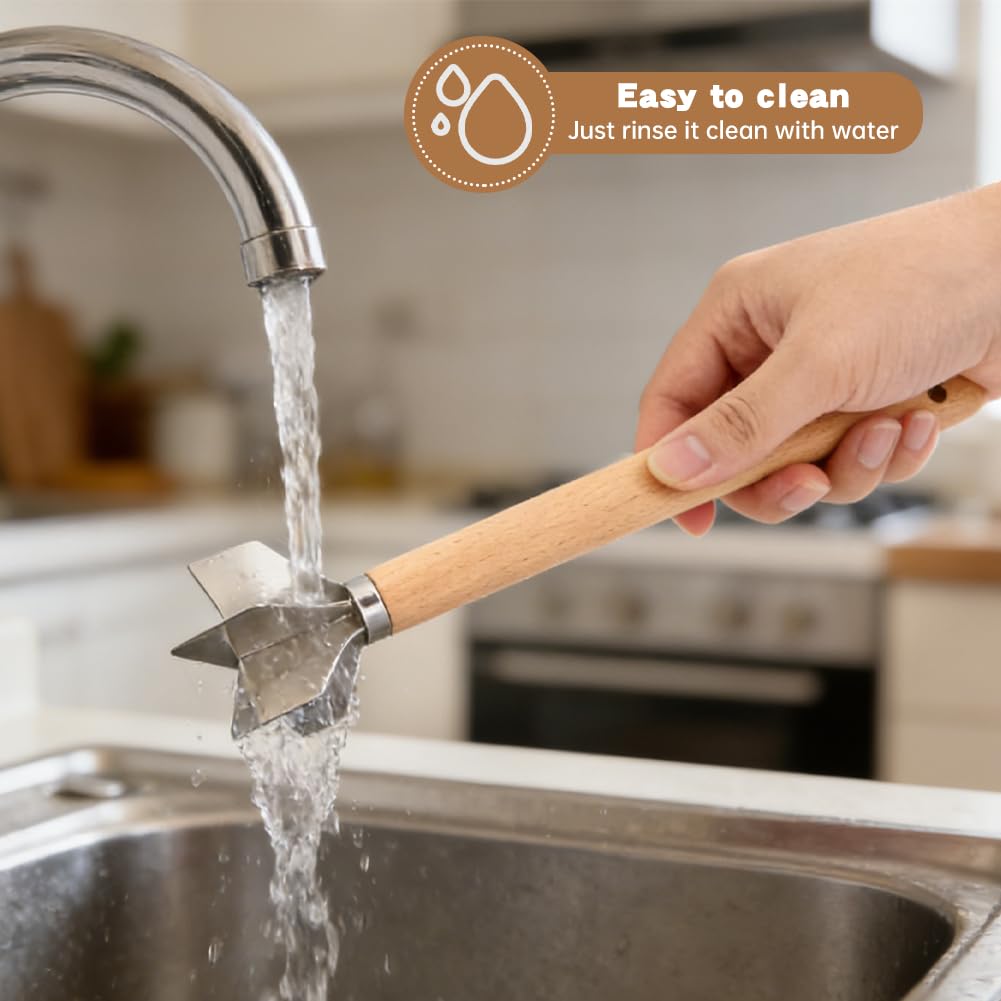 Zorivane Stainless Steel Meat Chopper with Hook, 6 Blades Meat Masher Ground Beef Chopper Tool, 11 inch Hamburger Smasher Potato Masher Meats Pounder Multi-Purpose Kitchen Tool