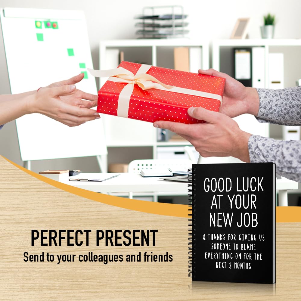 Msticey Good Luck At Your New Job 160 Blank Pages Hardcover Spiral Notebook, Going Away Gift for Colleague Coworker, Funny Coworker Leaving Gift, Goodbye Journal Gift, Farewell Gift for Coworker