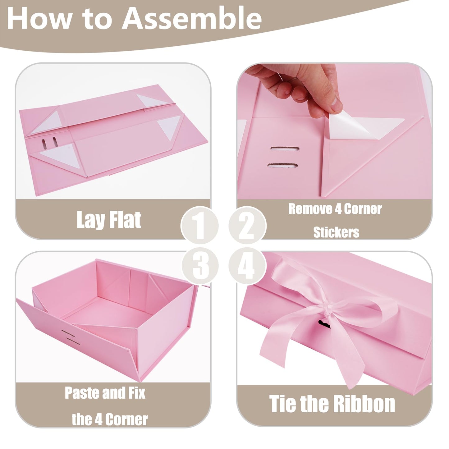 Aimyoo 5 Pack Large Pink Gift Box with Ribbon, 11.5x8.6x4.1 inch Groomsman Proposal Box for Presents with Magnetic Closure Lids, Rectangle Collapsible Luxury Box for Wedding, Christmas, Birthday