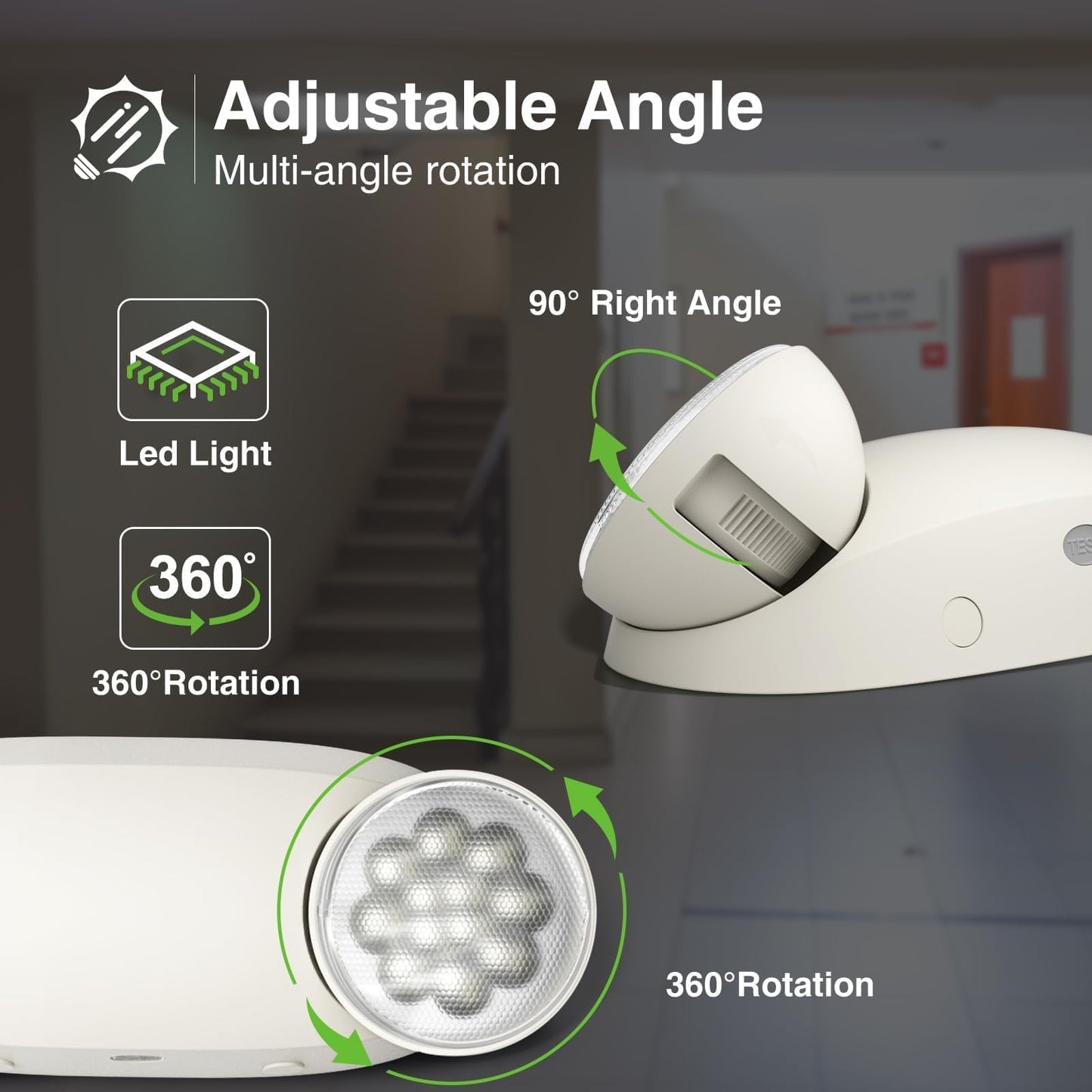 FREELICHT 4 Pack Emergency Lights for Business, with Battery Backup,Hard Wired, UL 924 Certified,AC 120/277V,Two Head Adjustable LED Emergency Lighting
