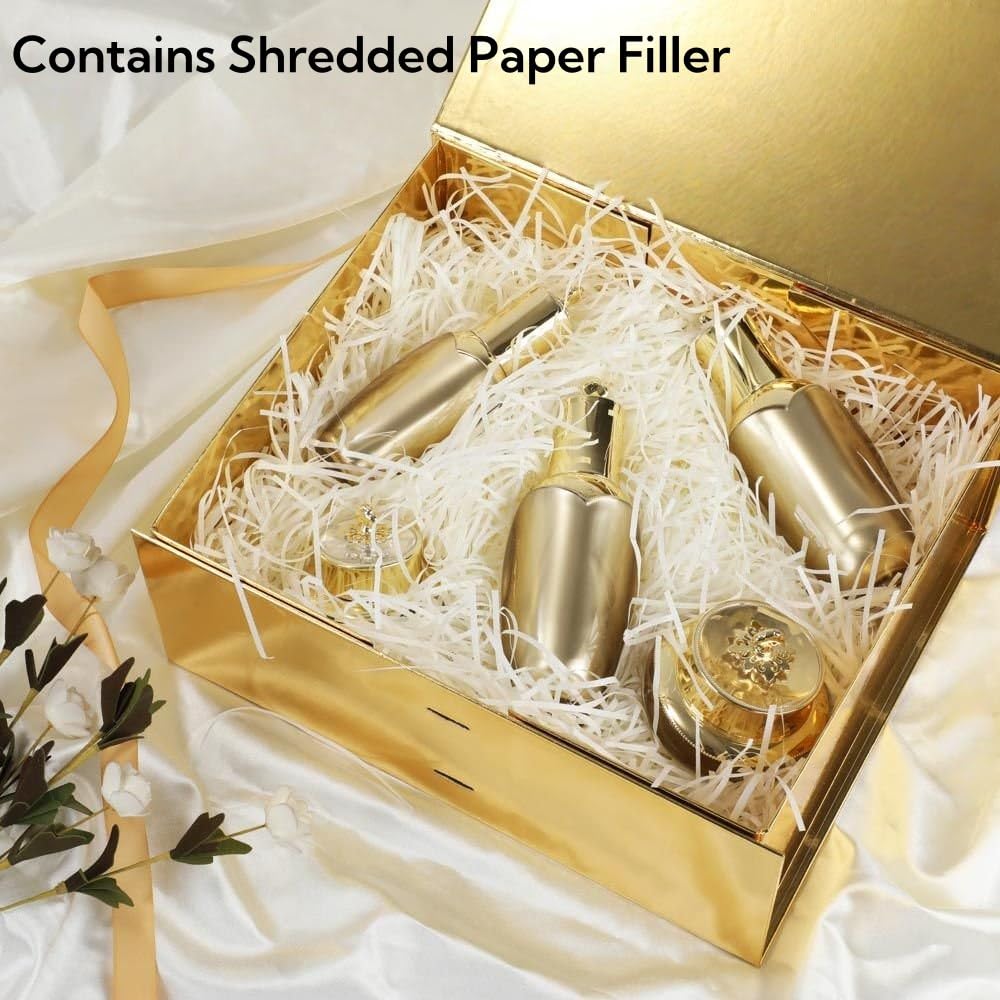 GoooodGift Large Gift Box Gold 1 Pack 13.5x11x5.3 inch Luxury Gift Box for Presents with Magnetic Closure Lid Collapsible,Birthday,Christmas,Wedding,Contains Shredded Paper Filler