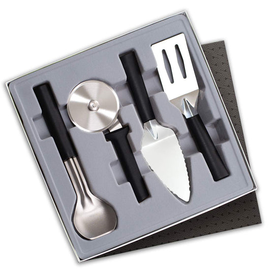 Rada Cutlery Ultimate Utensil Gift Set (G250), 4-Piece Utensil Set, Stainless Steel Blades, Black Handle
