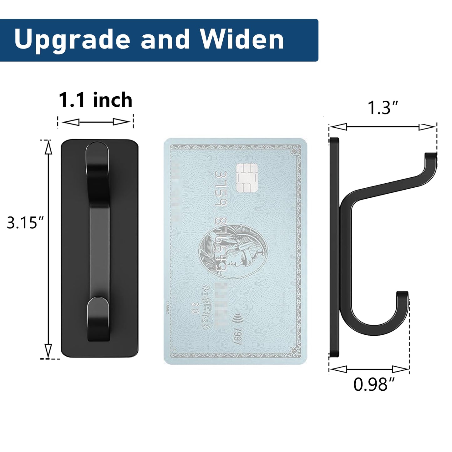 pickpiff Wall Hooks for Coat and Towel: 13LB Strong Adhesive Door Hanger Stick on, Black 6 Pack