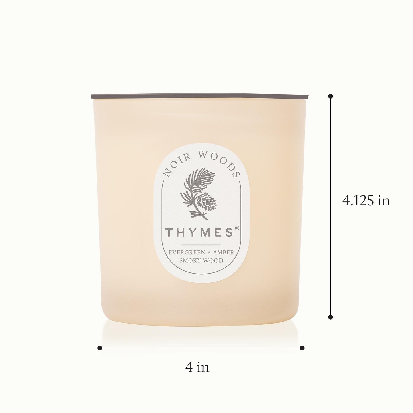Thymes Noir Woods Scented Candles for Home Decor – Notes of Fresh Evergreen, Smoky Wood & Golden Amber – Luxury Home Fragrance Gifts for Women & Men – (2 Wick Medium Candle, 13oz)