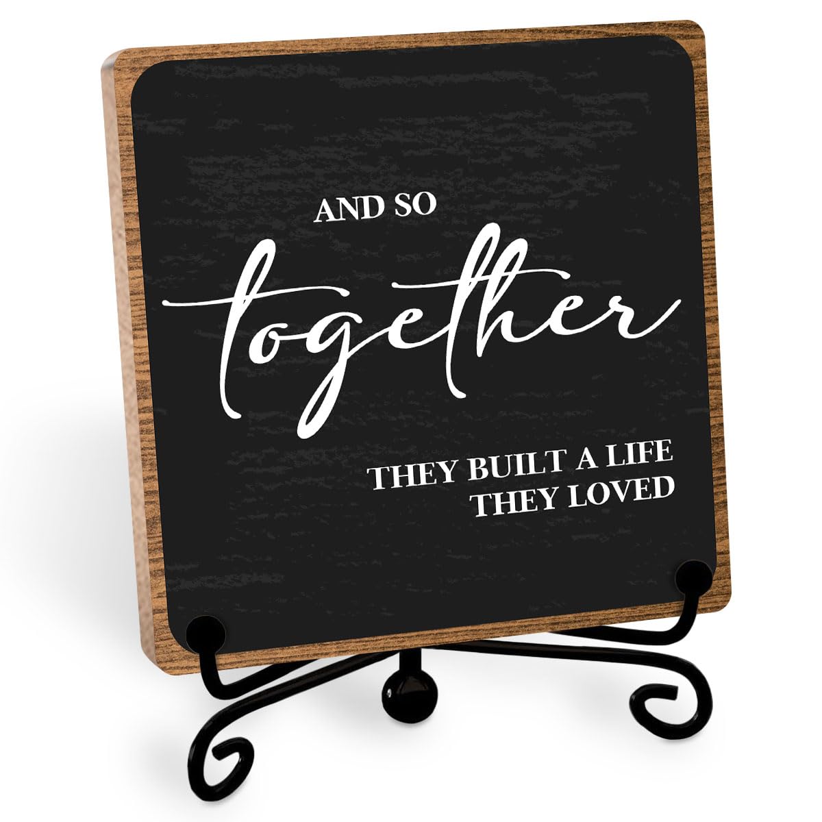 Home Wooden Decor Sign, Farmhouse Plaque with Stand, Warmth Housewarming Gifts for Women Men Family, Table Desk Cubicles Accessories for Living Room Bedroom Home Decorations