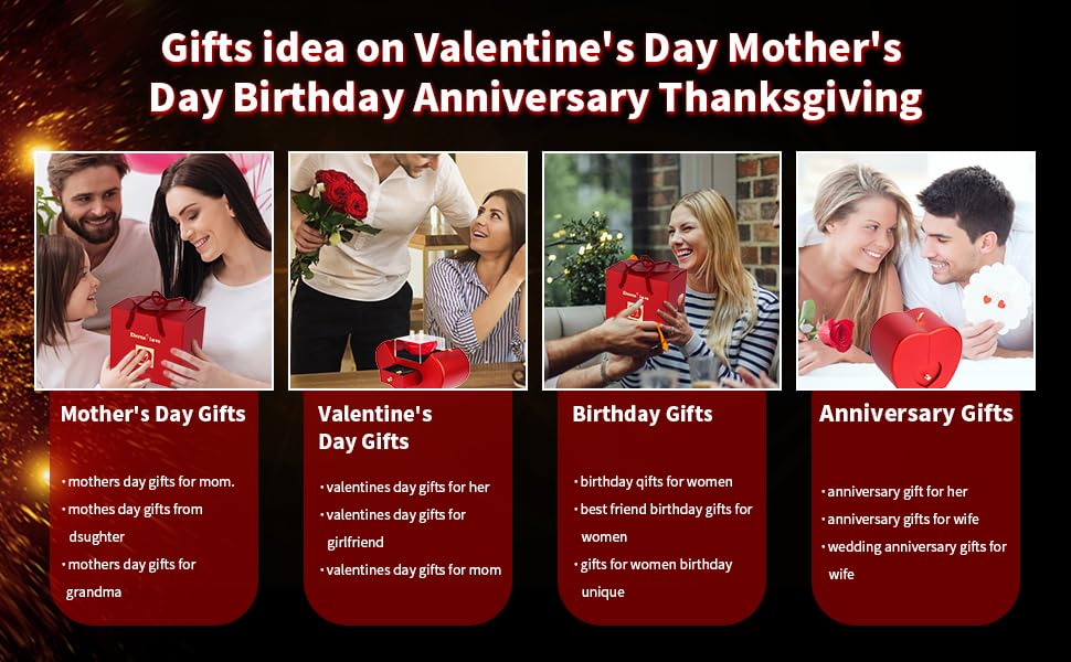 Preserved Handmade Red Rose With Hollow Clavicle Necklace,Jewelry Boxes With Necklace For Girlfriend,Wife,Mom With ''To My Love'' Card