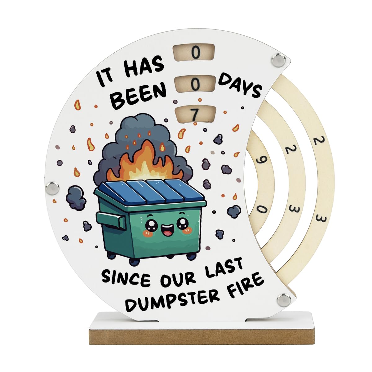 Funny Dumpster Fire Desk Accessories Manual Rotating Wooden Office Decor Dumpster Fire Gifts for Women Men Boss Leader Coworker Admin Day Secretaries Day Decor 7 × 6.7 inch