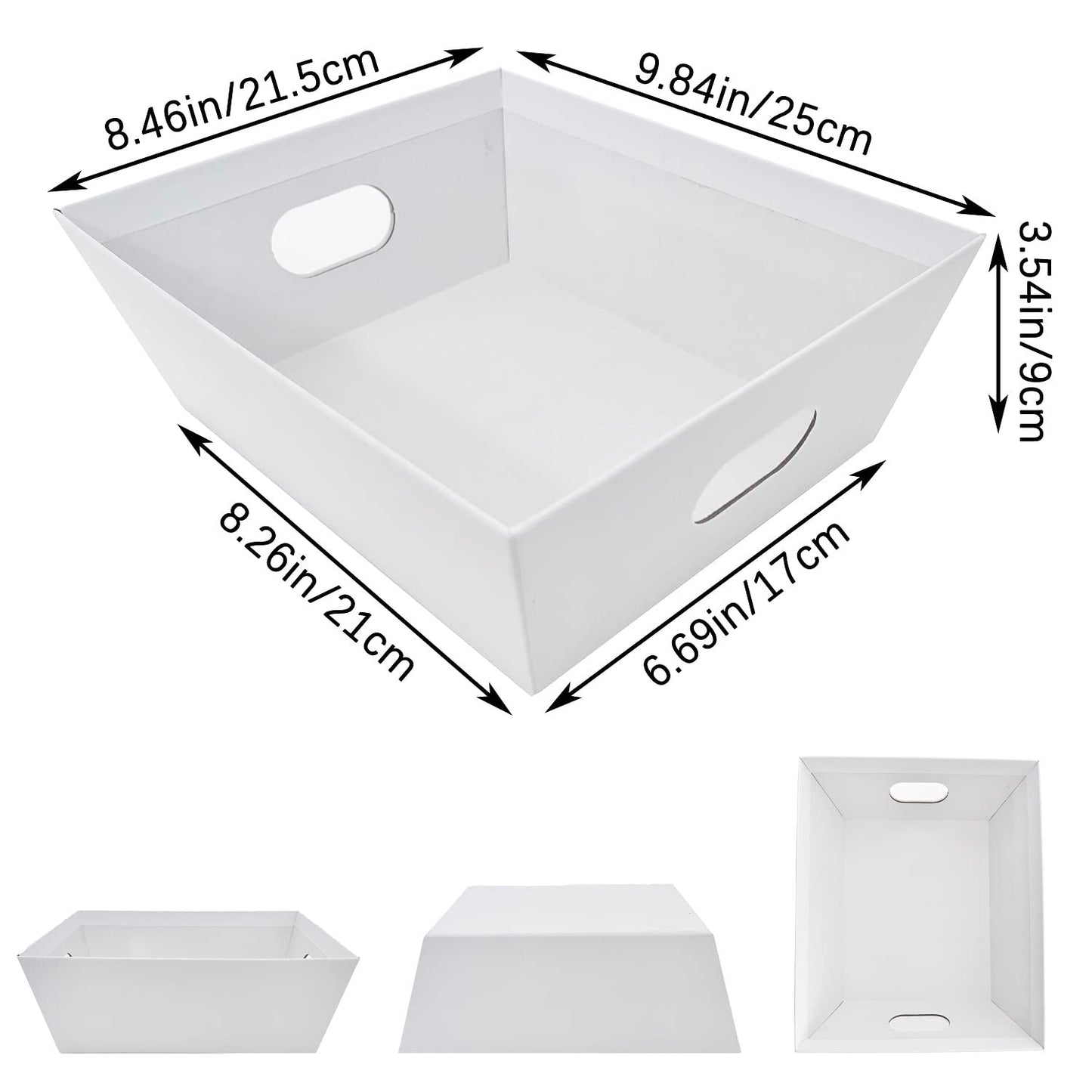 funsky Basket For Gifts Empty, 5 Pk White Empty Gift Baskets To Fill, Sturdy Cardboard Tray With Handles, Large Gift Baskets Empty Bulk For Beautiful Gifts, Christmas, Easter, Bridesmaid, Wedding