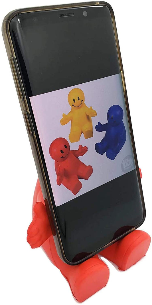 Zugar Land 4" Fun Colorful Squeezable Smile Face Guy Phone Holders (12 Pack) Stress Relief Desk Accessories, Flexible Silicone Stand for Mobil Smartphones & Tablets, Fun Gifts for Home or Office