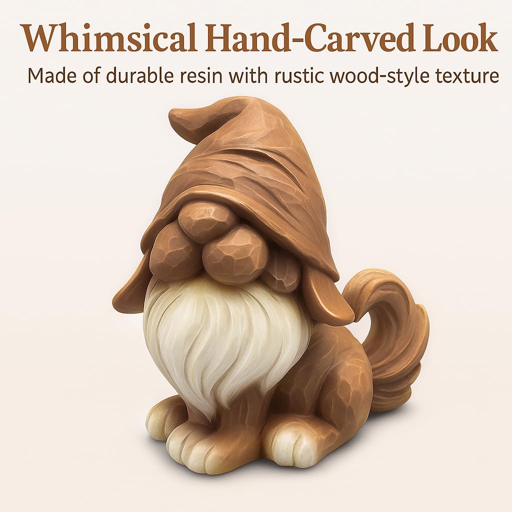 CigaMaTe Dog Gnome Figurine for Coffee Bar Decor, Rustic Coffee Table Decorations, Gnome Gifts for Women, Farmhouse Kitchen Shelf Decor, Tiered Tray Collectible Ornament