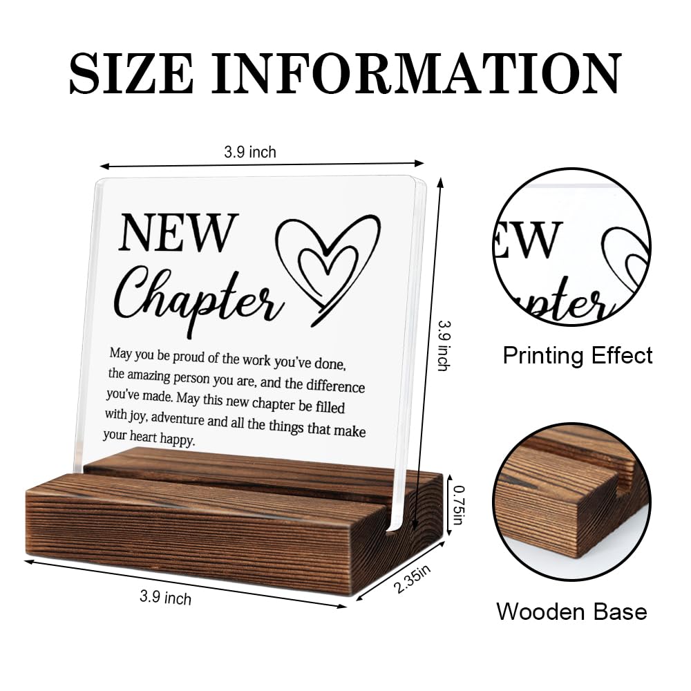 PUVOXHO Next Chapter Definition Acrylic Sign with Wooden Stand, New Start Gifts for Leader Manager Advisor Mentor Colleague, Farewell Appreciation Leaving Goodbye Gifts for Coworker Friend