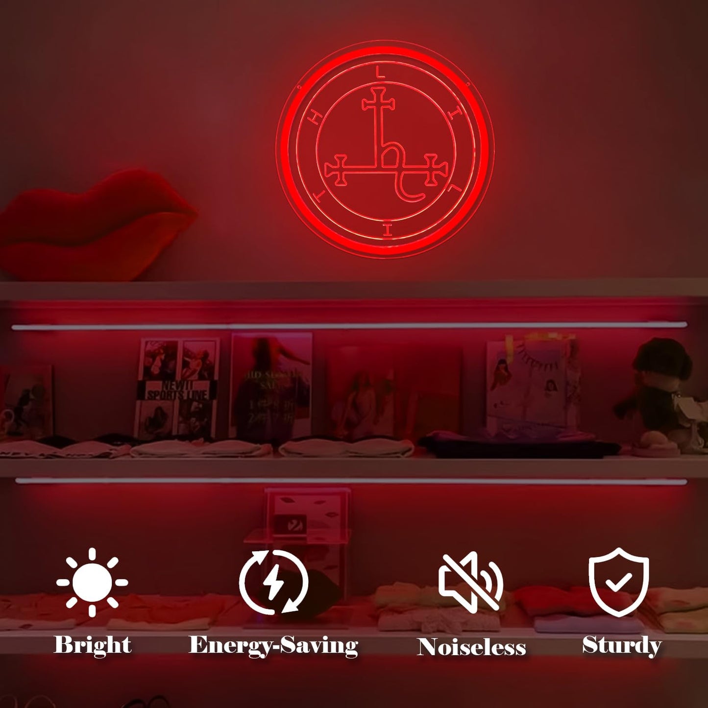 Vveikea Lilith Sigil Neon Sign Dimmable Sigil of Lilith Neon Lights Spiritual Wall Decor Goddess Lillith LED Sign Mythological Symbol Wall Art Gothic Witch Pagan Gifts