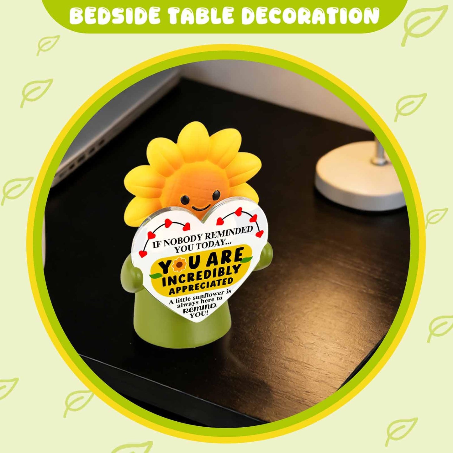 Pariveca Sunflower Figurine Desk Decor, Encouragement Gift for Coworker Friend, Positive Reminder Desk Figurine for Office, You are Awesome Sunflower Decor PF133