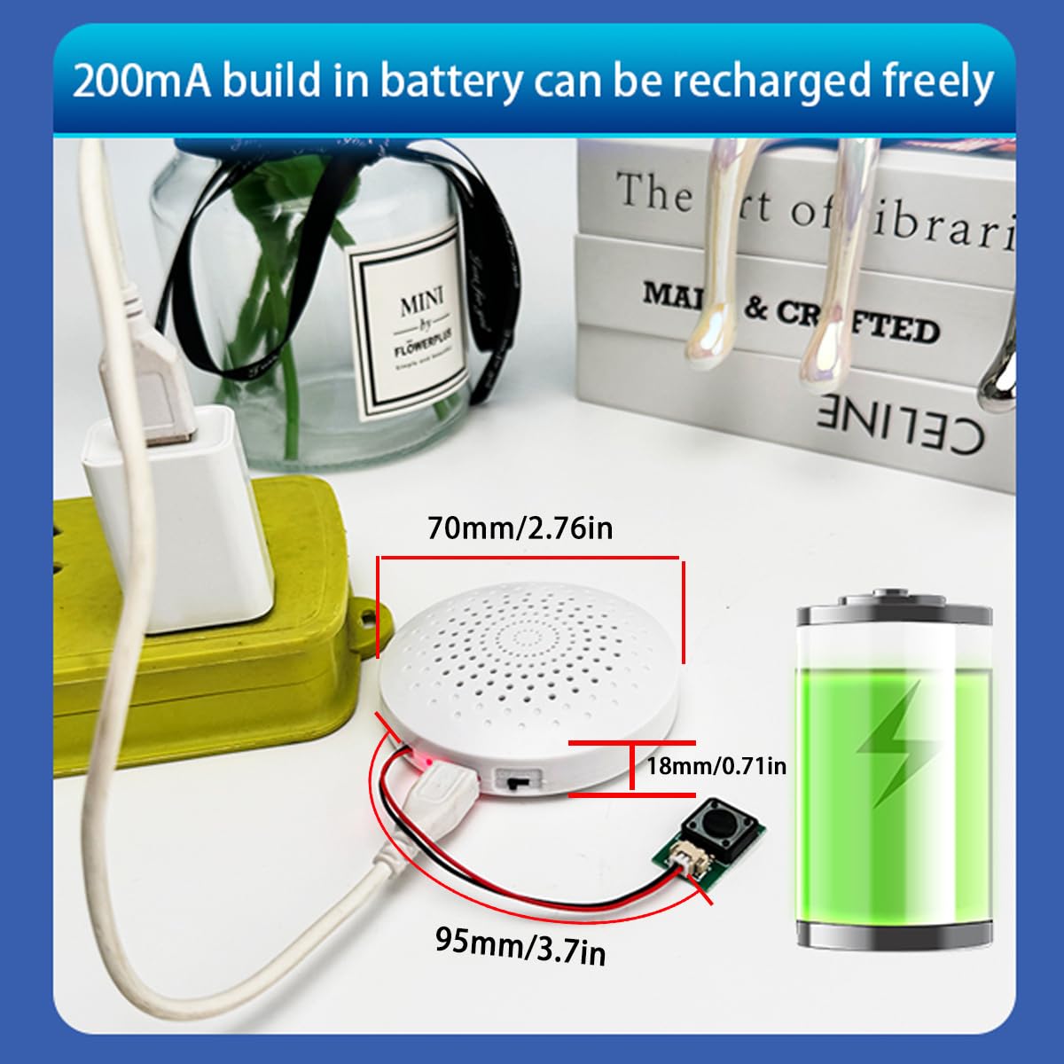 Sound Module Box with Push Button USB Download Music Voice Box for Toys,MP3 Music Sound Box for Crafts, Christmas,New Year Greeting Gifts Cards Box with Speaker.