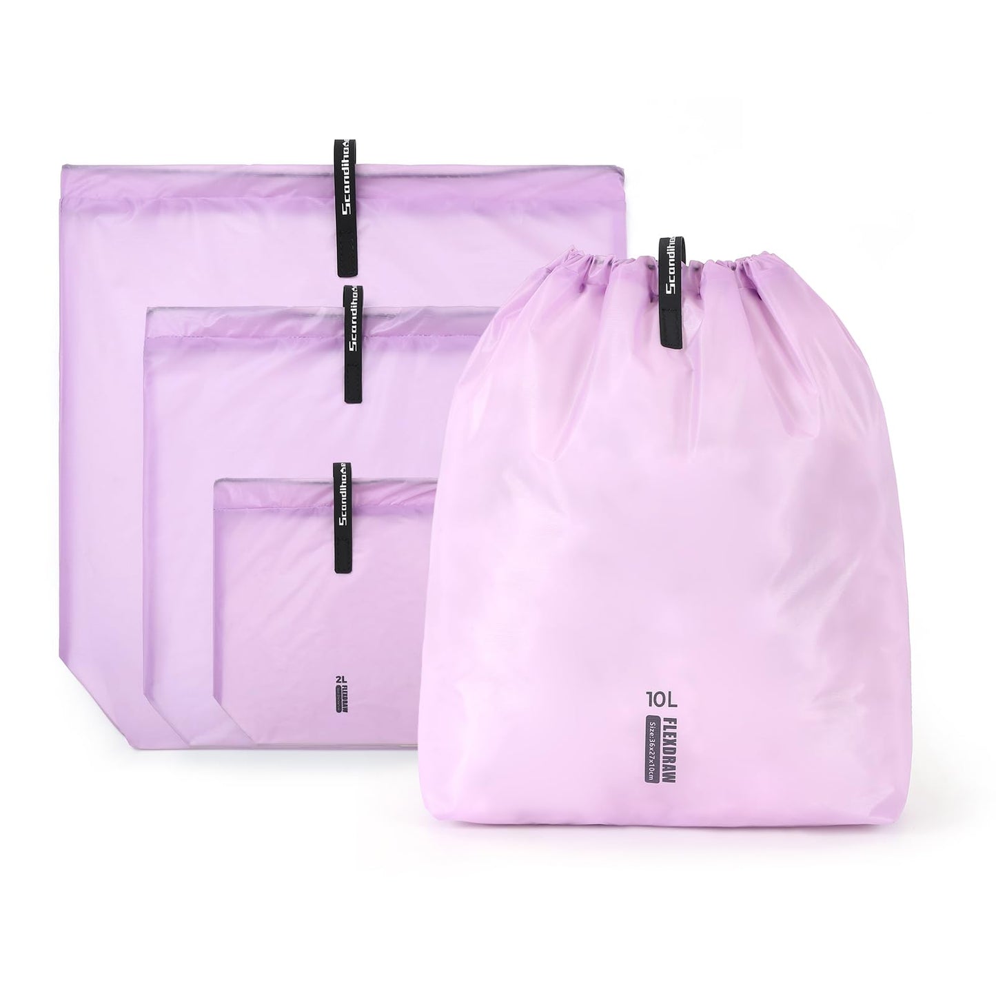 Scandihome 3 Set Packing Cubes for Travel, Ultralight Luggage Organizer Bags Waterproof Storage Bag, Multiple Sizes Reusable Drawstring Bags Used Essential for Gym Swim (Purple)