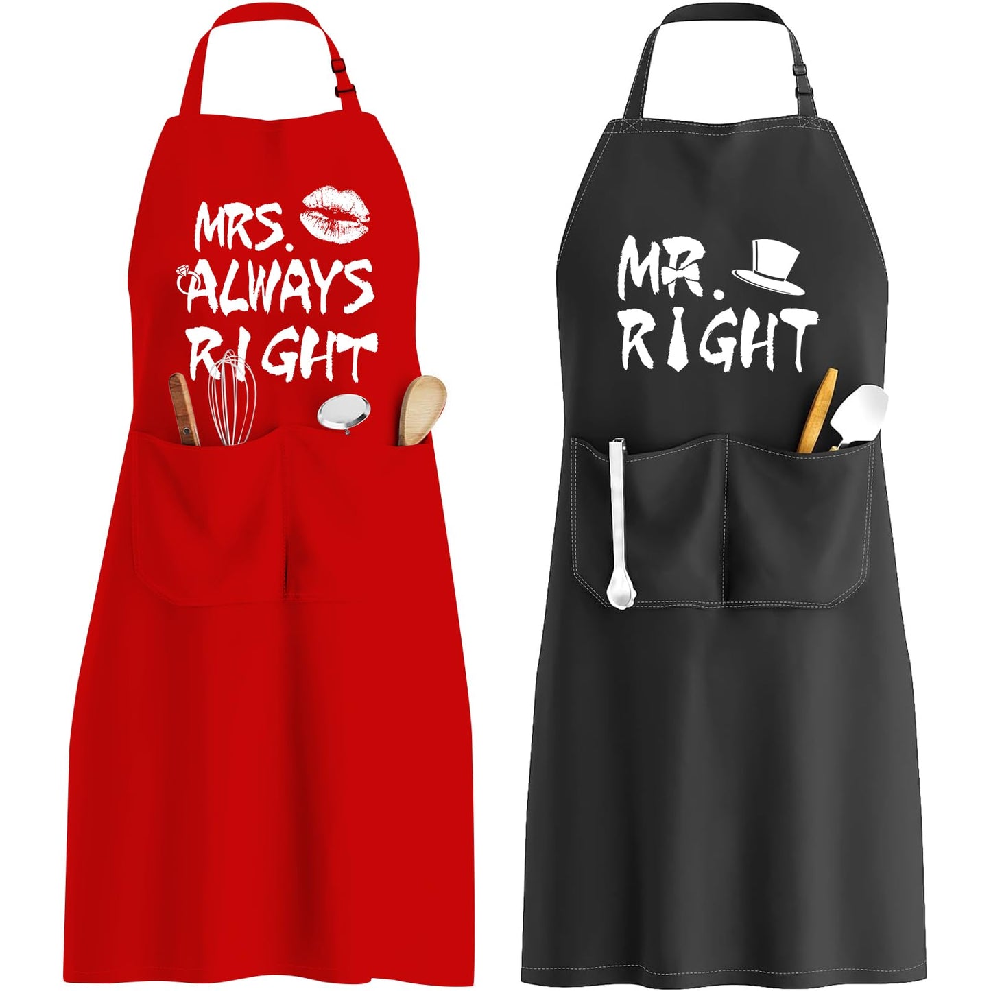 zukmvuh Couple Apron Gifts, Funny Aprons for Couple Set, Wedding Gifts Bride Engagement Gifts Cooking Aprons Adjustable for Women Men Valentine’s Day