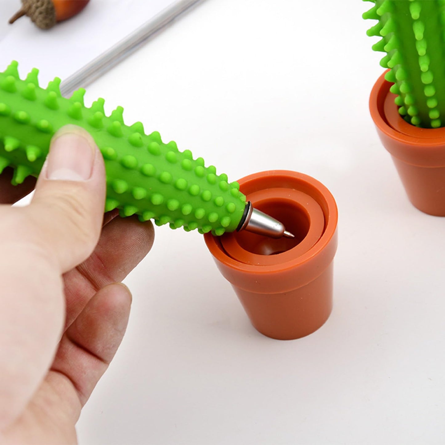 Senroce 3 Pack Cactus Pens, Realistic Plant Pen Artificial Succulent Pot Pens with Cute Novelty Desk Decor And Fun Office Supplies Blue Ink for Coworkers, Friends, Plant Lovers