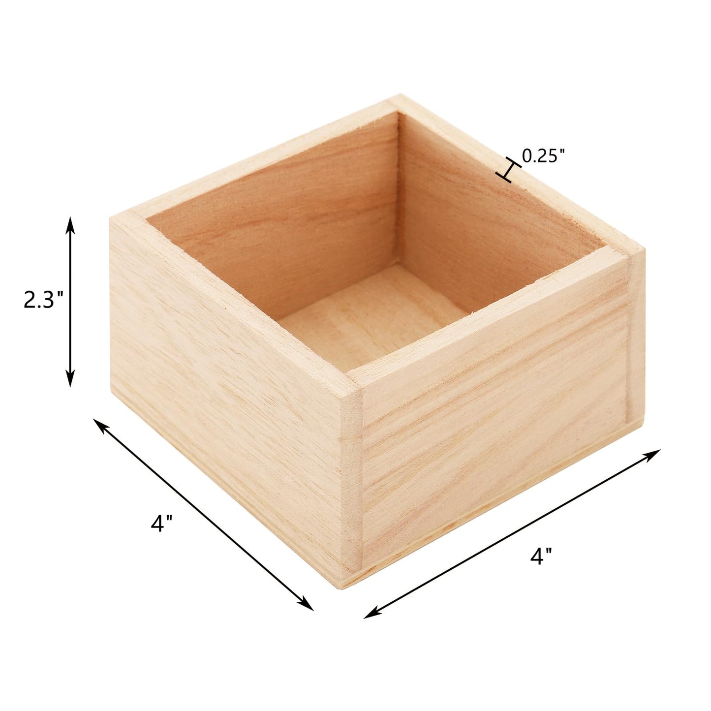 Frcctre 12 Pack Unfinished Small Wooden Box, 4" x 4" Square Wooden Box Craft Storage Organizer Boxes for Art Collectibles, Home Decor, Desktop Drawer Decor, Succulent Plant Pot