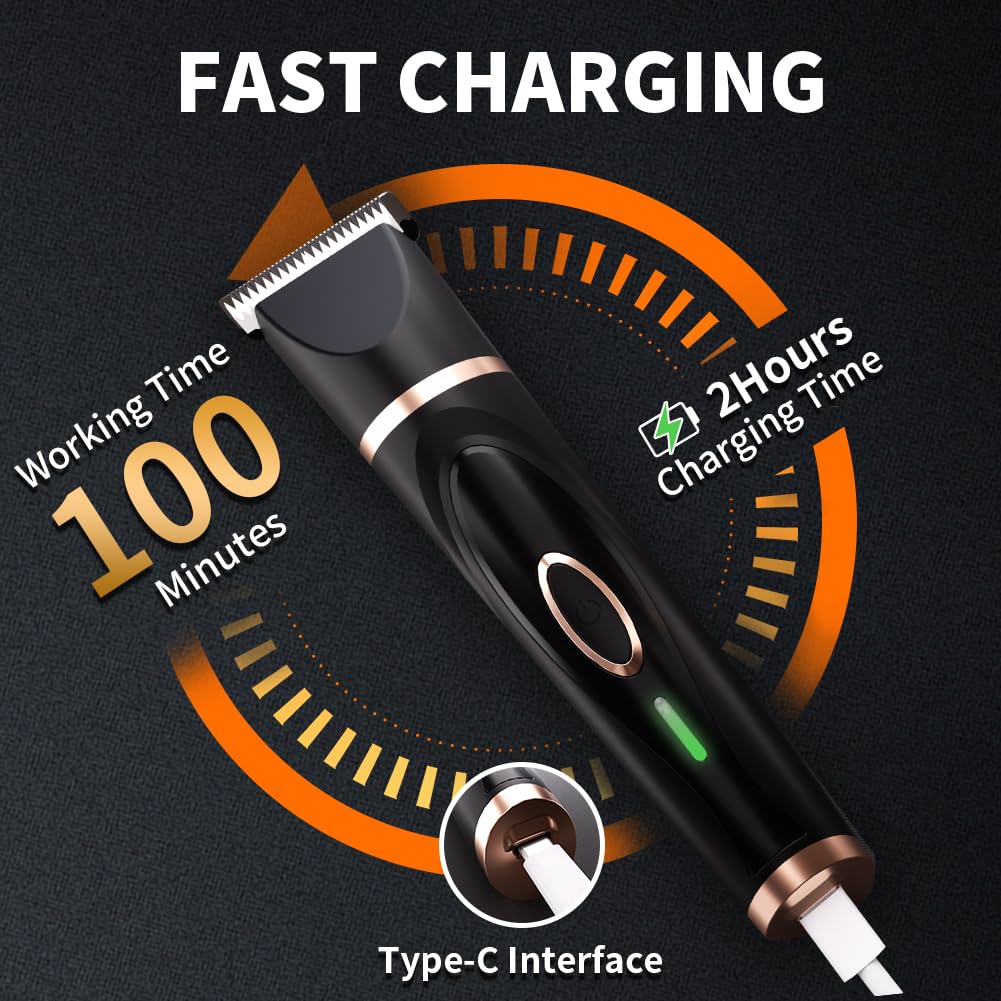 Liuqo Dog Clippers Grooming Kit with Paw Trimmer, 3 in 1 Low Noise Electric Rechargeable Cordless Pet Shaver with Nail Grinder Dog Hair Trimmer for Dogs Cats and Other Pets