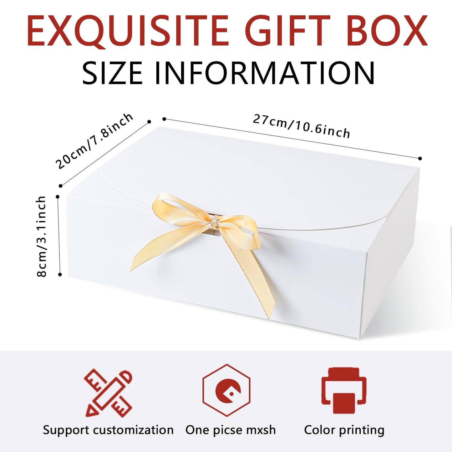 15 PCS Gift Boxes with Lids, 10.6x7.8x3.1 Inch Gift Boxes, Groomsmen Proposal Box, Luxury Gift Box with Ribbon for Bridesmaid Box, Kraft Paper Boxes for Wedding, Packaging, Present, Birthday, Christmas, Party,Contains 15sets Envelopes and Thank You Cards