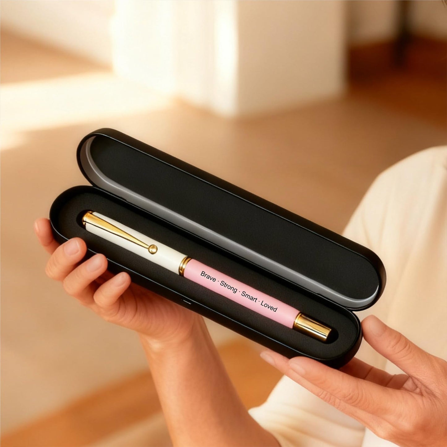 iyaone Granddaughter Gift, Engraved Pen with Encouraging Quote Box, Graduation Birthday Gift for Granddaughter，Black Gel Ink Pen