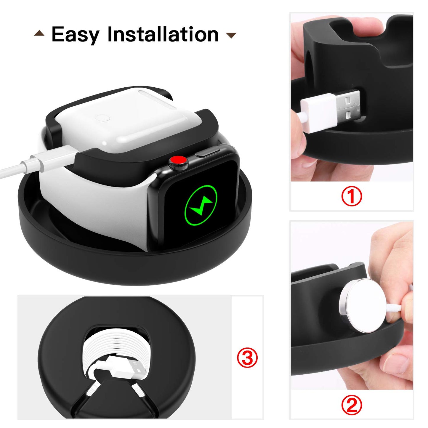 MoKo Storage Box Compatible with Apple Watch Series 11/10/9/8/7/6/5/4/3/2/1/SE3/SE2/SE, Portable Protective Travel Bag Fit iWatch 38mm 40mm 41mm 42mm 44mm 45mm 46mm Airpods Pro/3/2/1, Space Gray